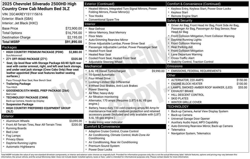 new 2025 Chevrolet Silverado 2500 car, priced at $85,000