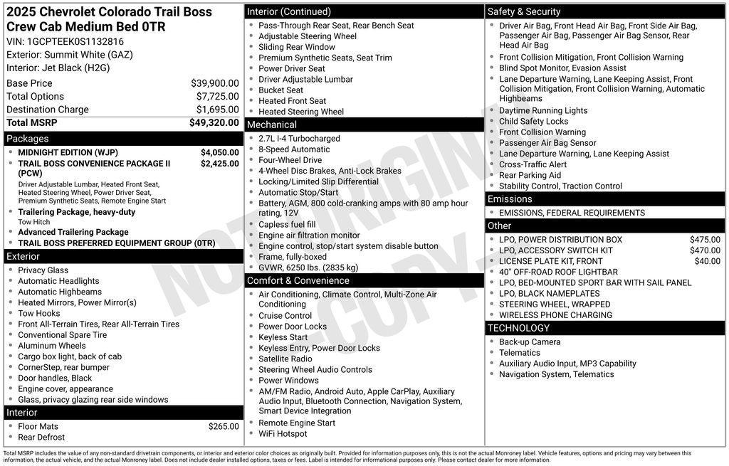 new 2025 Chevrolet Colorado car, priced at $46,000