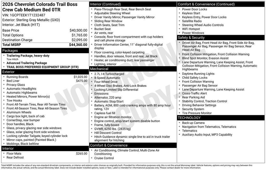 new 2026 Chevrolet Colorado car, priced at $42,422