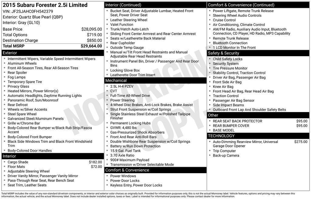 used 2015 Subaru Forester car, priced at $16,500