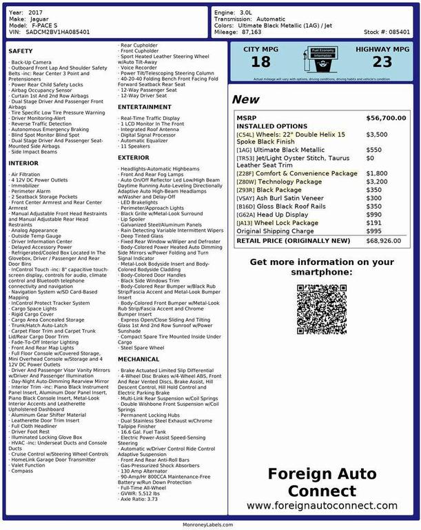 used 2017 Jaguar F-PACE car, priced at $16,750