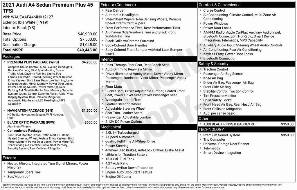 used 2021 Audi A4 car, priced at $23,950