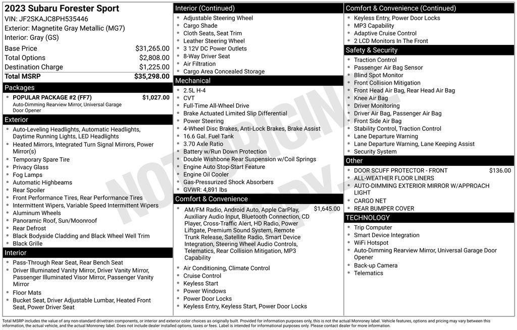 used 2023 Subaru Forester car, priced at $28,442