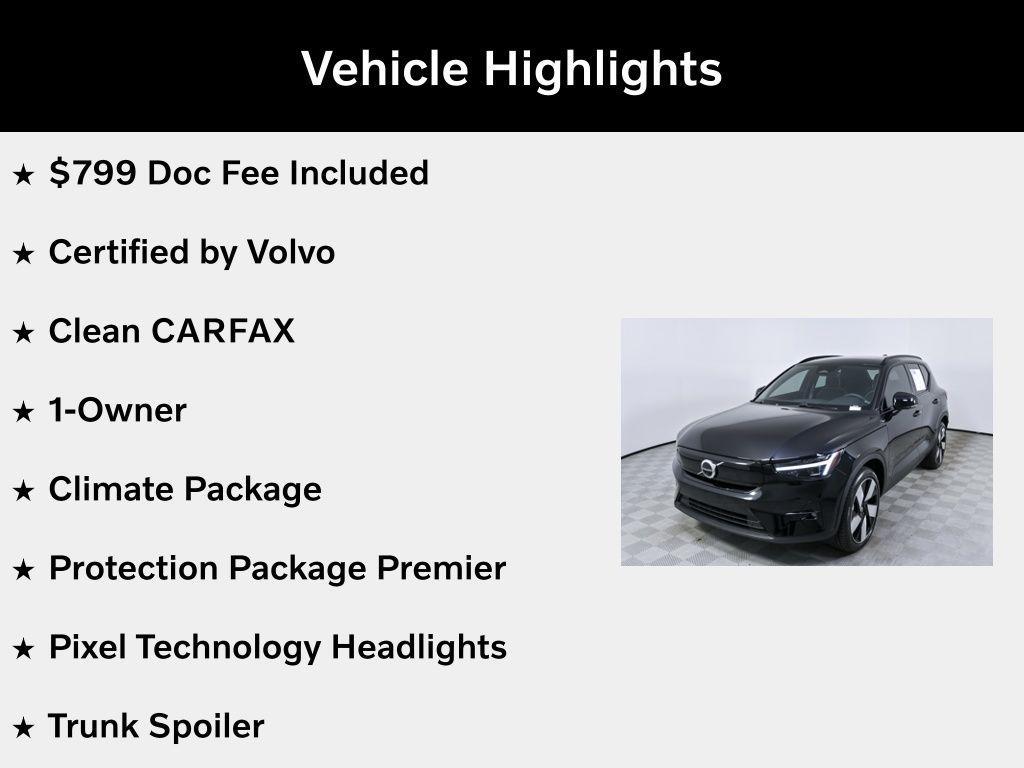 used 2024 Volvo XC40 Recharge Pure Electric car, priced at $35,998