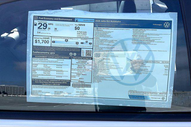 new 2026 Volkswagen Jetta GLI car, priced at $36,971