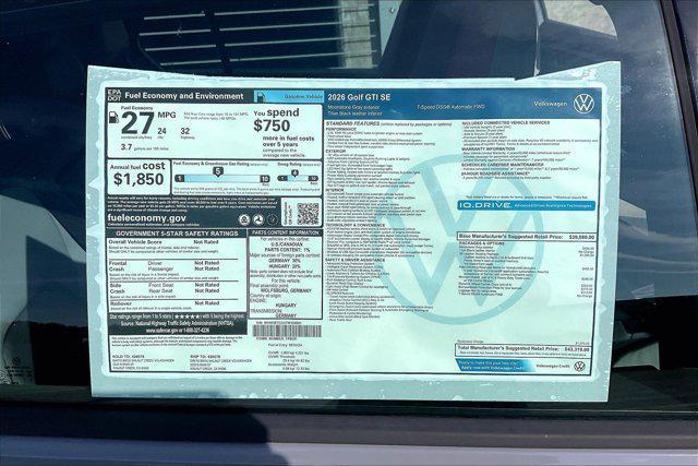 new 2026 Volkswagen Golf GTI car, priced at $43,319