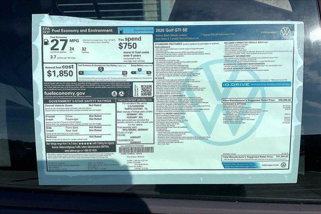 new 2026 Volkswagen Golf GTI car, priced at $41,564