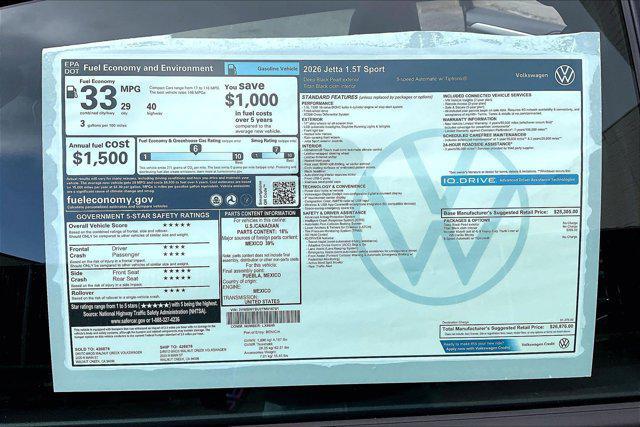 new 2026 Volkswagen Jetta car, priced at $26,876