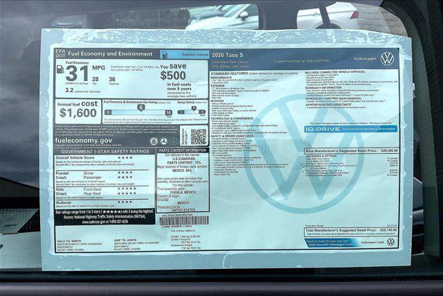 new 2026 Volkswagen Taos car, priced at $29,145