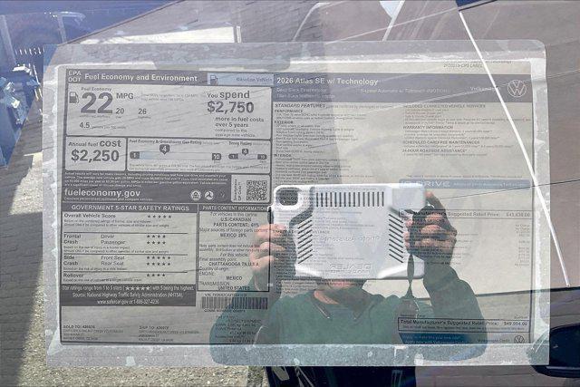 new 2026 Volkswagen Atlas car, priced at $49,984