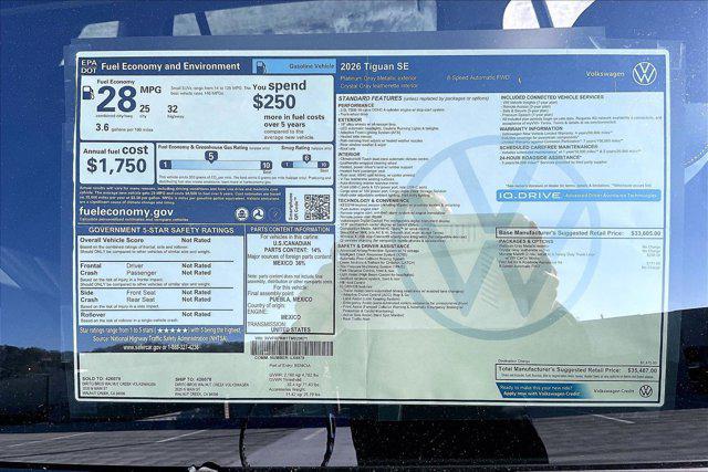 new 2026 Volkswagen Tiguan car, priced at $35,487