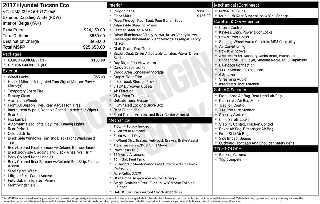 used 2017 Hyundai Tucson car, priced at $13,297