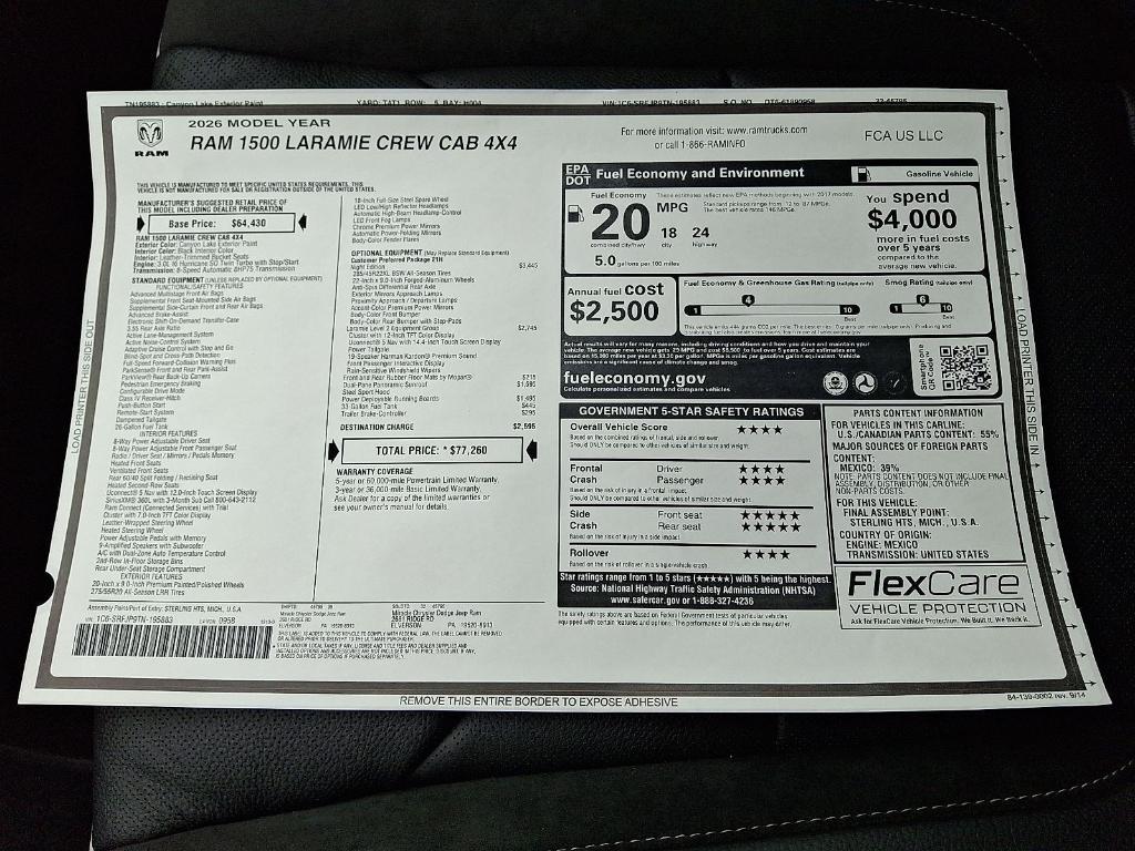 new 2026 Ram 1500 car, priced at $67,928
