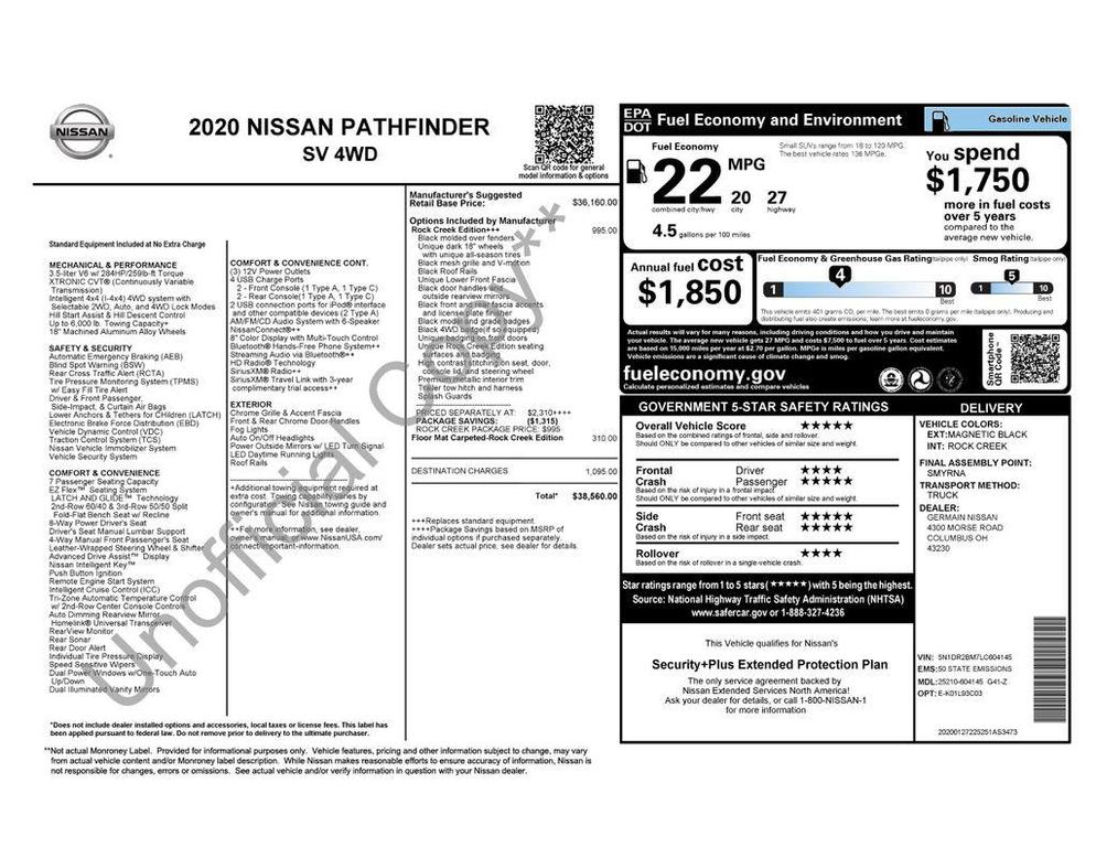 used 2020 Nissan Pathfinder car, priced at $12,575