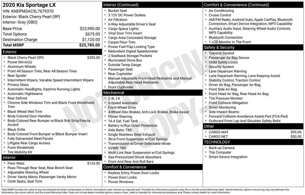 used 2020 Kia Sportage car, priced at $14,906