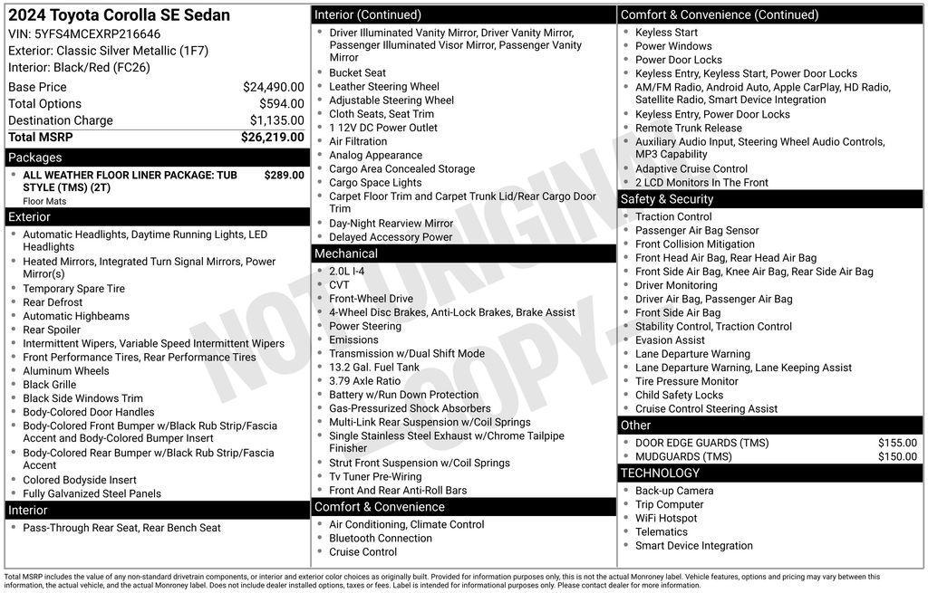 used 2024 Toyota Corolla car, priced at $22,936