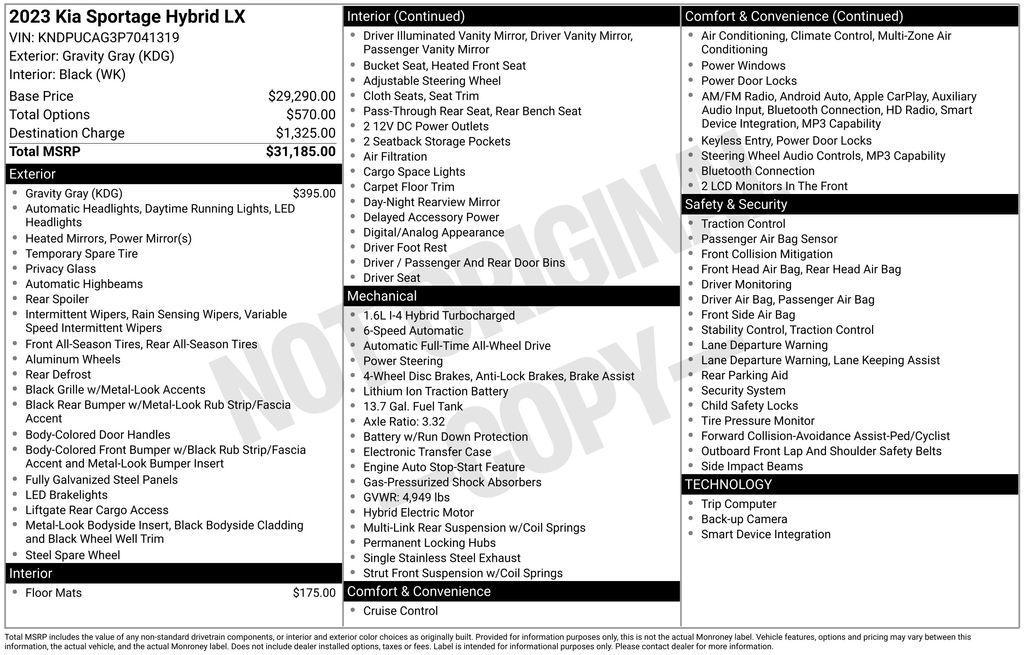 used 2023 Kia Sportage Hybrid car, priced at $23,318