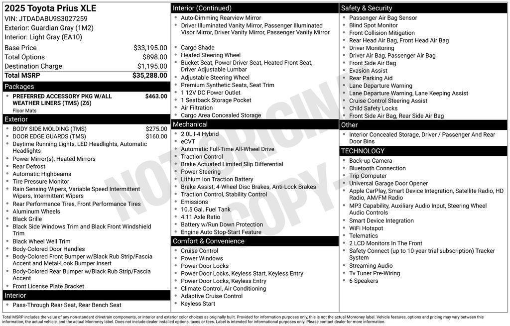 used 2025 Toyota Prius car, priced at $31,742