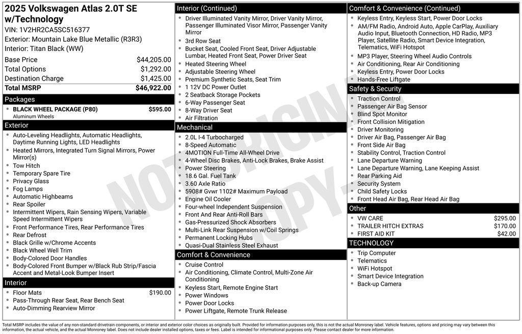 used 2025 Volkswagen Atlas car, priced at $35,888