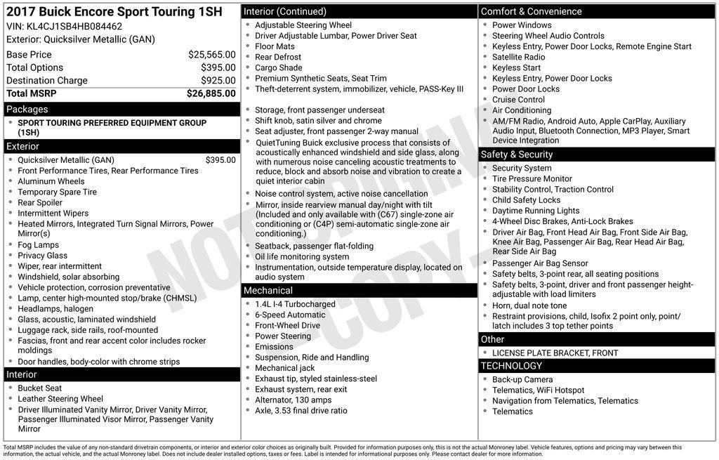 used 2017 Buick Encore car, priced at $11,217