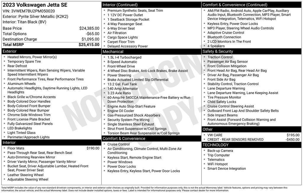 used 2023 Volkswagen Jetta car, priced at $17,388