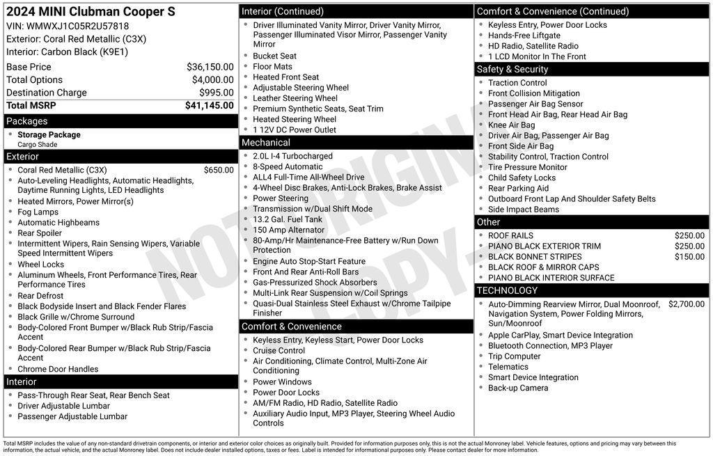 used 2024 MINI Clubman car, priced at $27,888