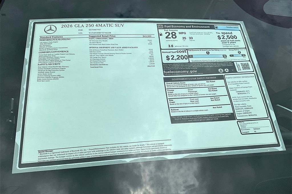 new 2026 Mercedes-Benz GLA 250 car, priced at $50,375