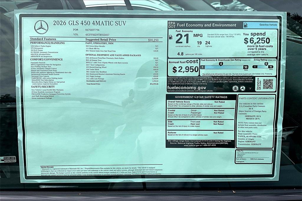 new 2026 Mercedes-Benz GLS 450 car, priced at $96,995