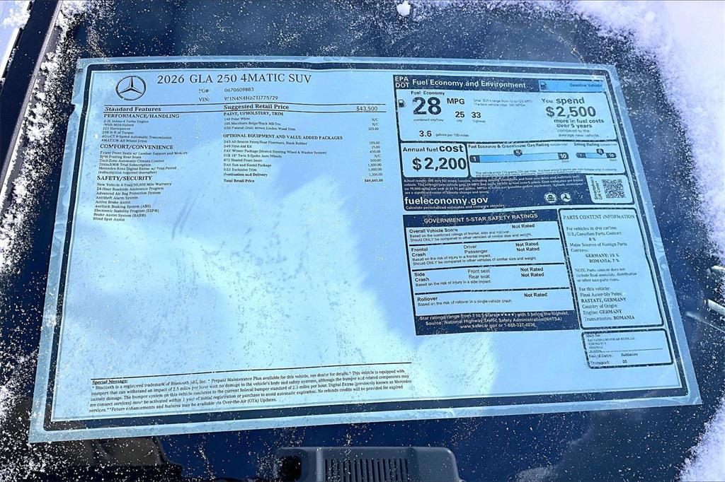 new 2026 Mercedes-Benz GLA 250 car, priced at $49,445