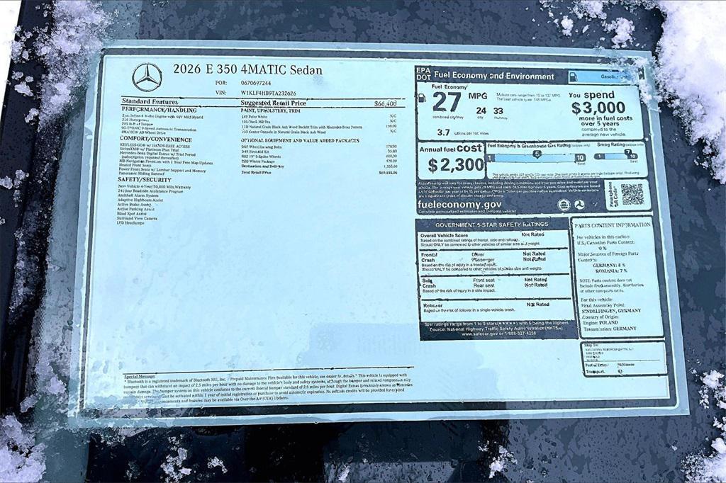 new 2026 Mercedes-Benz E-Class car, priced at $69,155