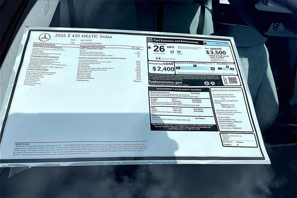 new 2026 Mercedes-Benz E-Class car, priced at $82,200
