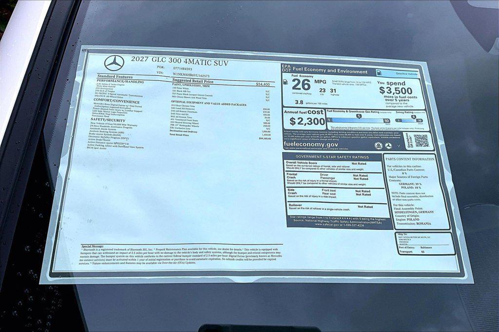 new 2027 Mercedes-Benz GLC 300 car, priced at $59,105