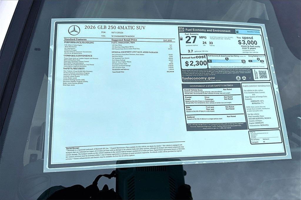 new 2026 Mercedes-Benz GLB 250 car, priced at $52,345