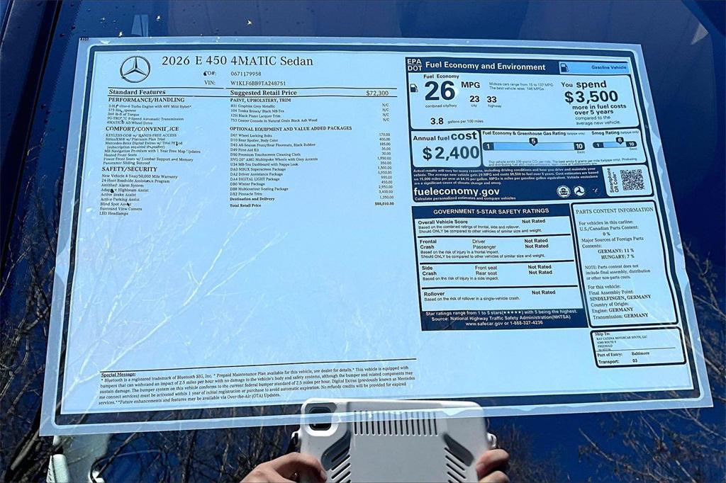 new 2026 Mercedes-Benz E-Class car, priced at $88,010