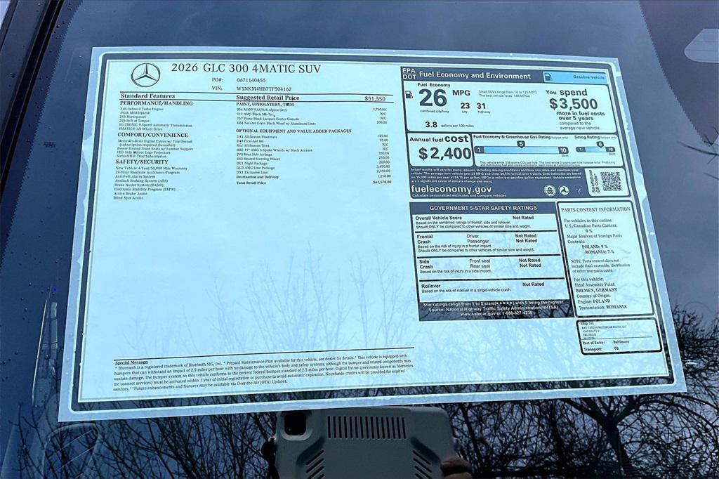 new 2026 Mercedes-Benz GLC 300 car, priced at $61,570