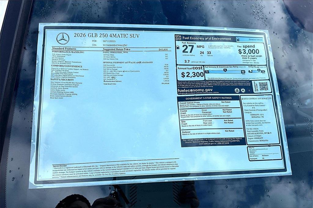 new 2026 Mercedes-Benz GLB 250 car, priced at $51,835