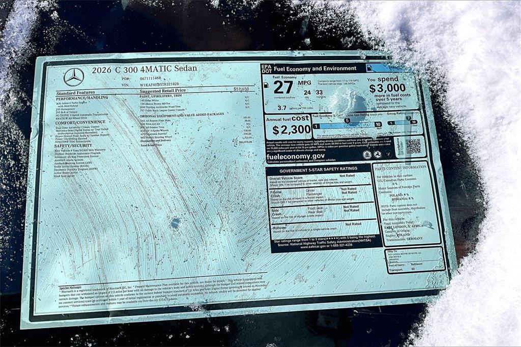 new 2026 Mercedes-Benz C-Class car, priced at $53,970