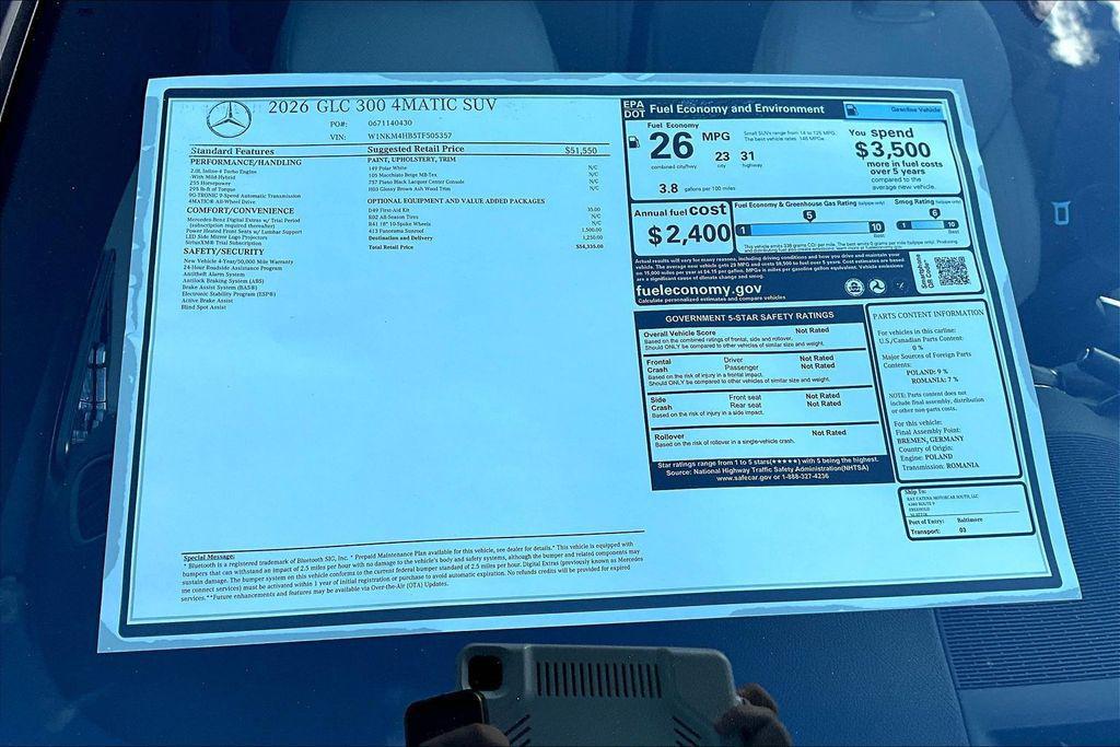 new 2026 Mercedes-Benz GLC 300 car, priced at $54,335