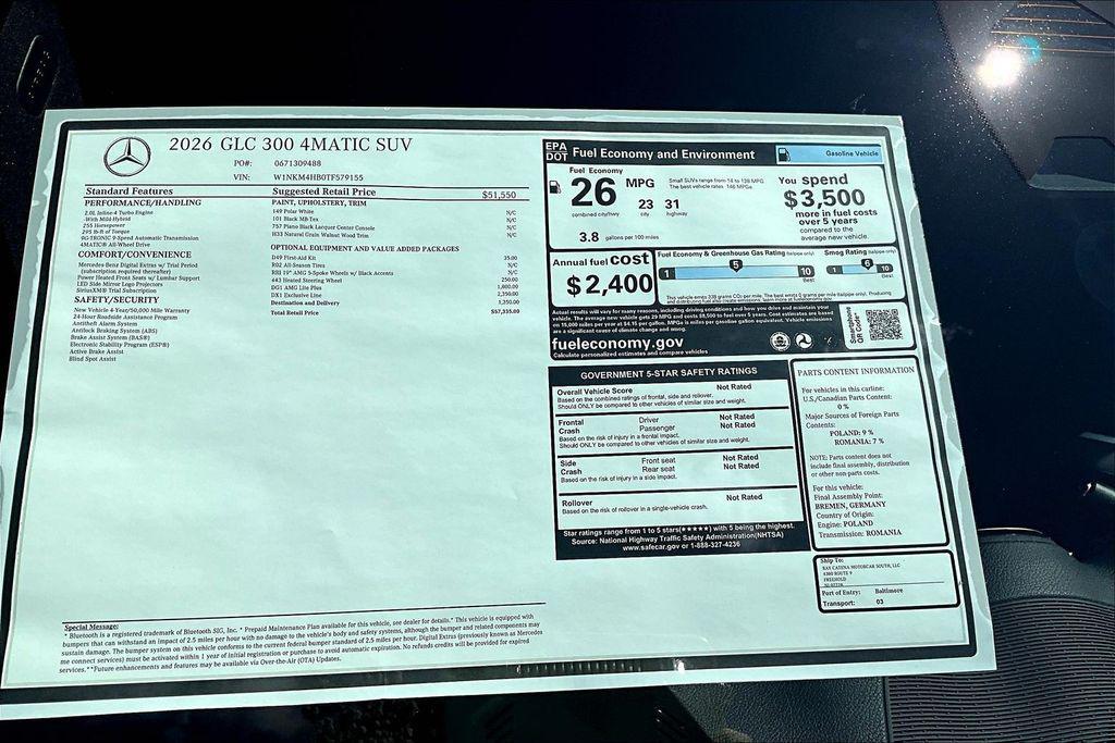new 2026 Mercedes-Benz GLC 300 car, priced at $57,335