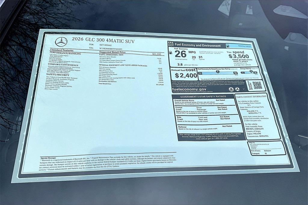 new 2026 Mercedes-Benz GLC 300 car, priced at $57,370