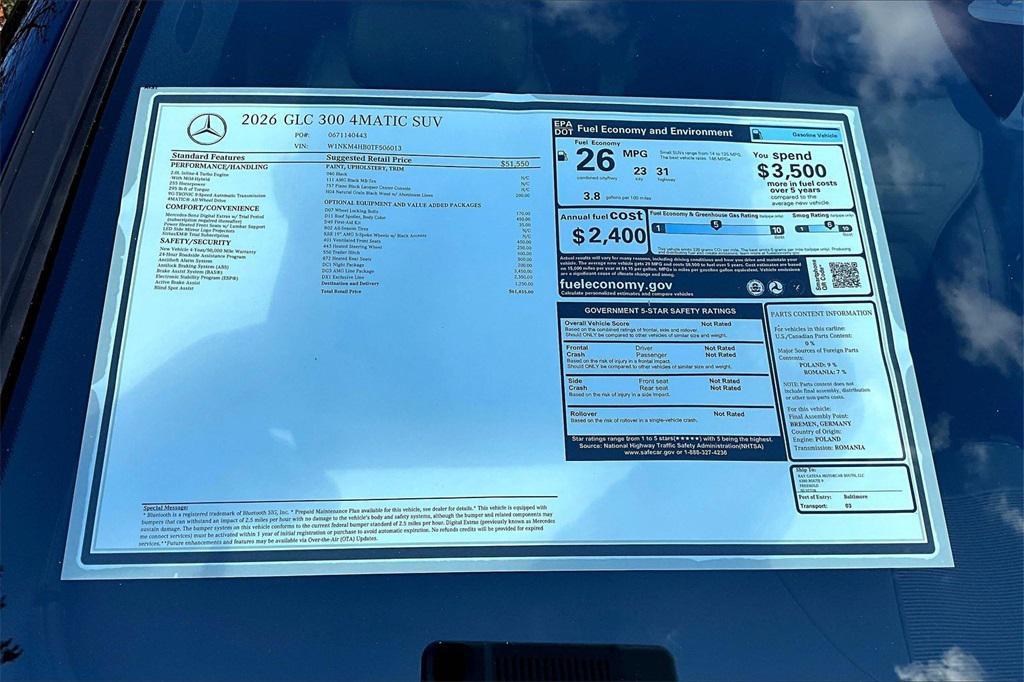 new 2026 Mercedes-Benz GLC 300 car, priced at $61,455
