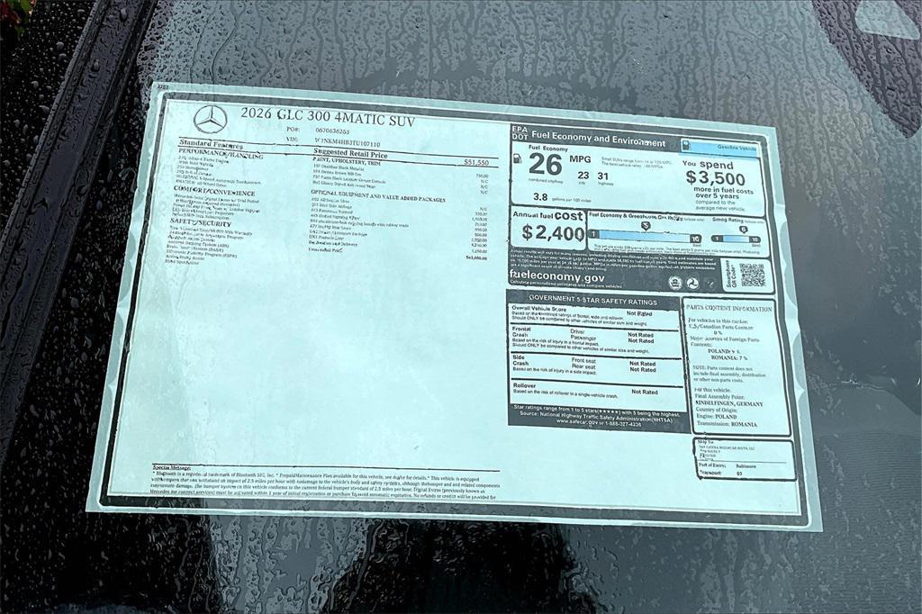 new 2026 Mercedes-Benz GLC 300 car, priced at $63,000