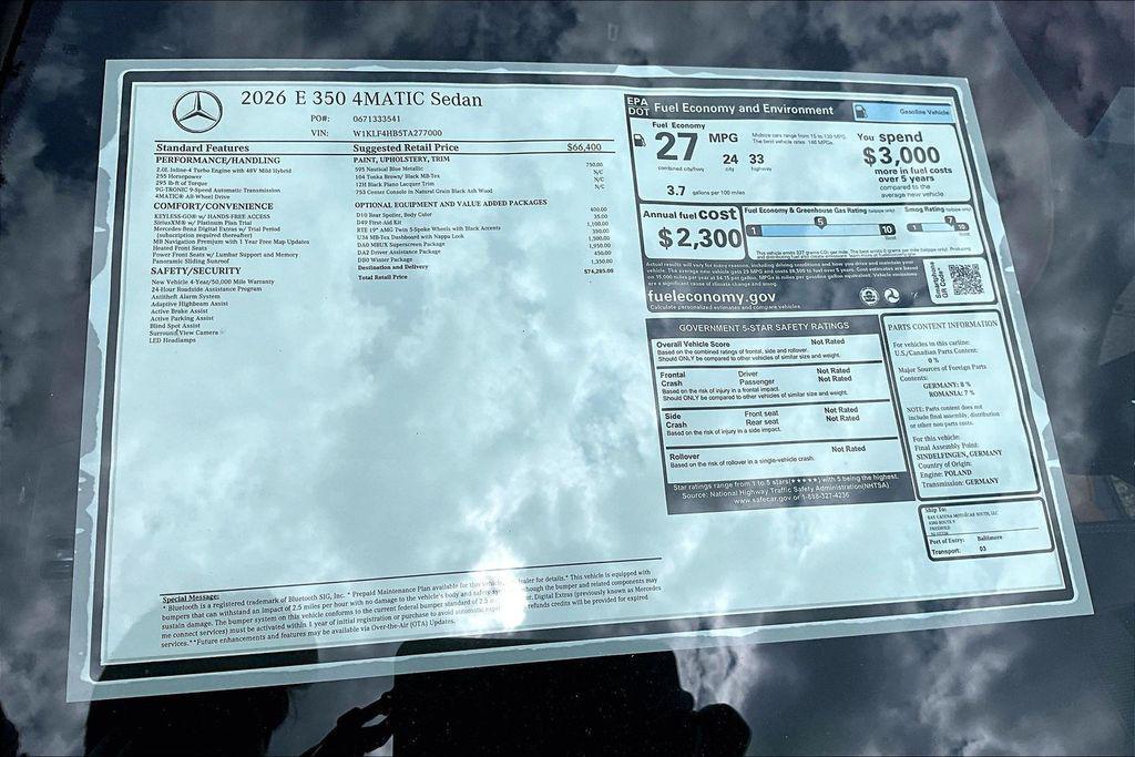 new 2026 Mercedes-Benz E-Class car, priced at $74,285