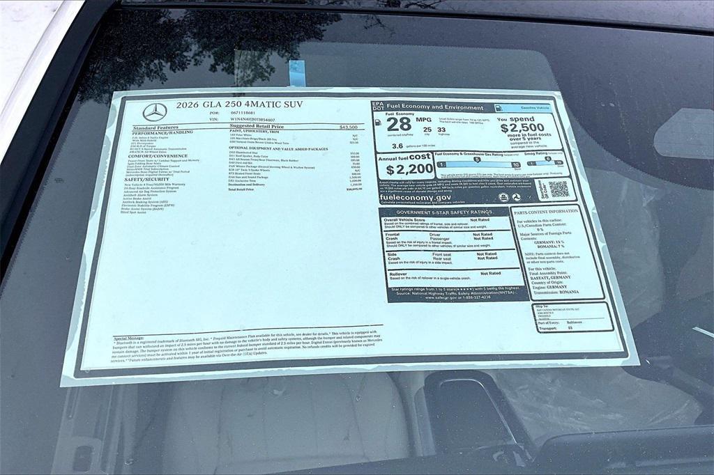 new 2026 Mercedes-Benz GLA 250 car, priced at $50,095