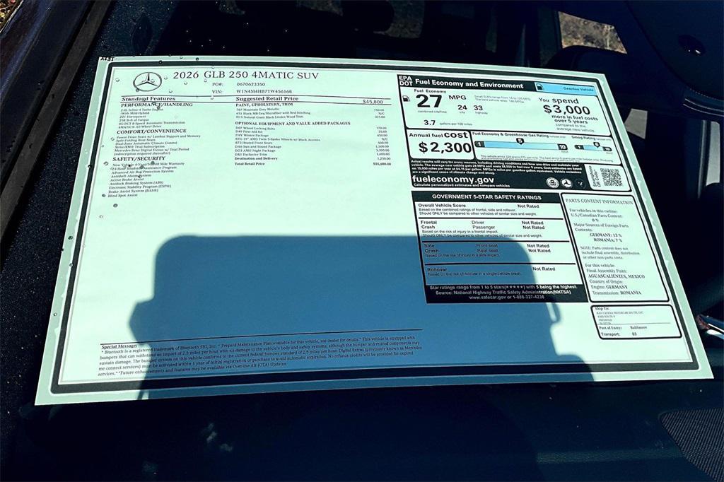 new 2026 Mercedes-Benz GLB 250 car, priced at $55,680