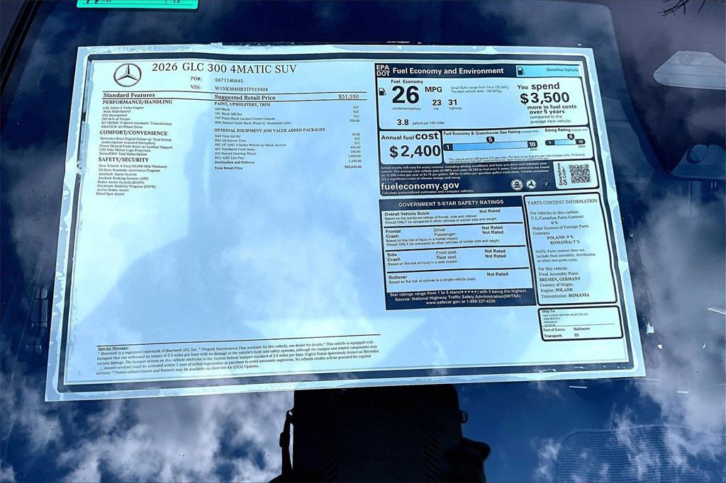 new 2026 Mercedes-Benz GLC 300 car, priced at $55,635