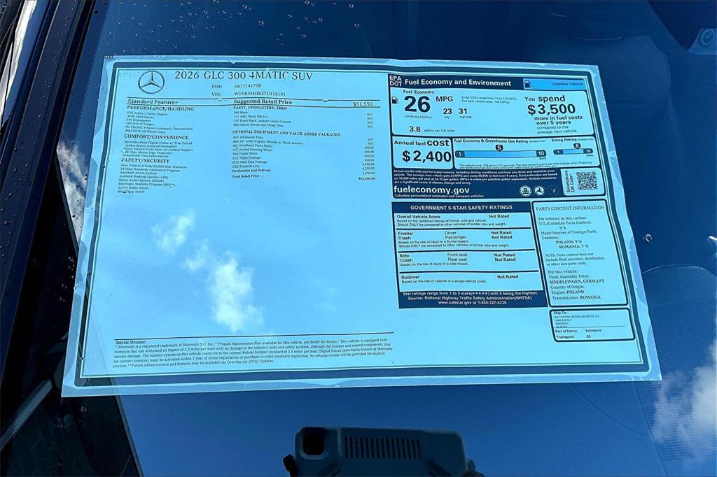 new 2026 Mercedes-Benz GLC 300 car, priced at $62,000