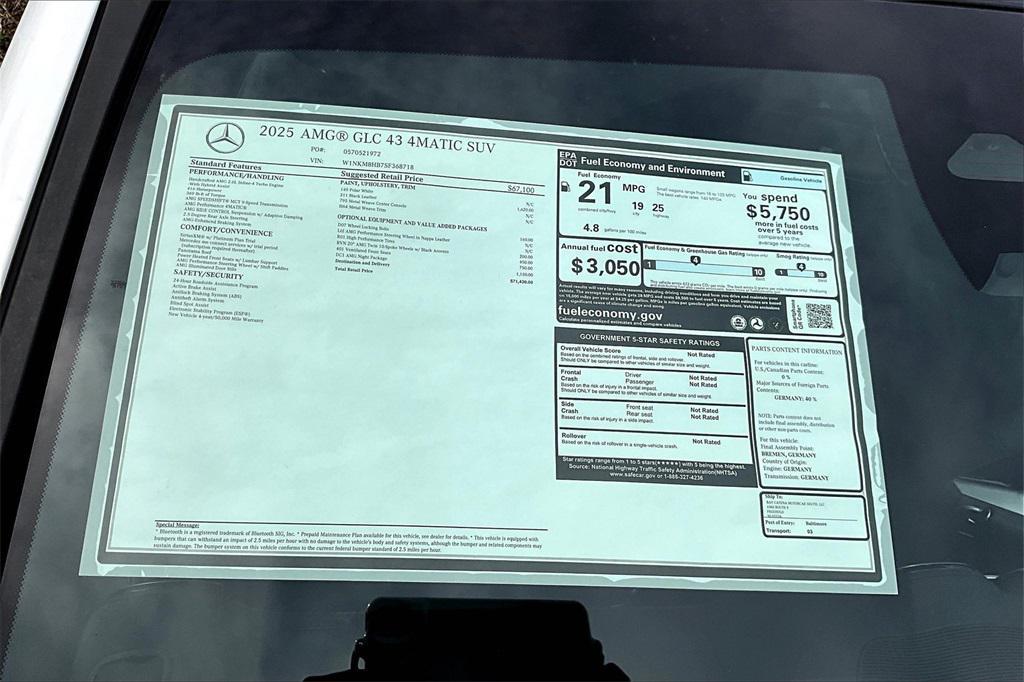 new 2025 Mercedes-Benz AMG GLC 43 car, priced at $71,430