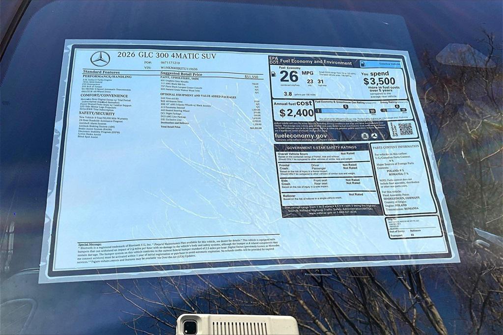 new 2026 Mercedes-Benz GLC 300 car, priced at $61,335
