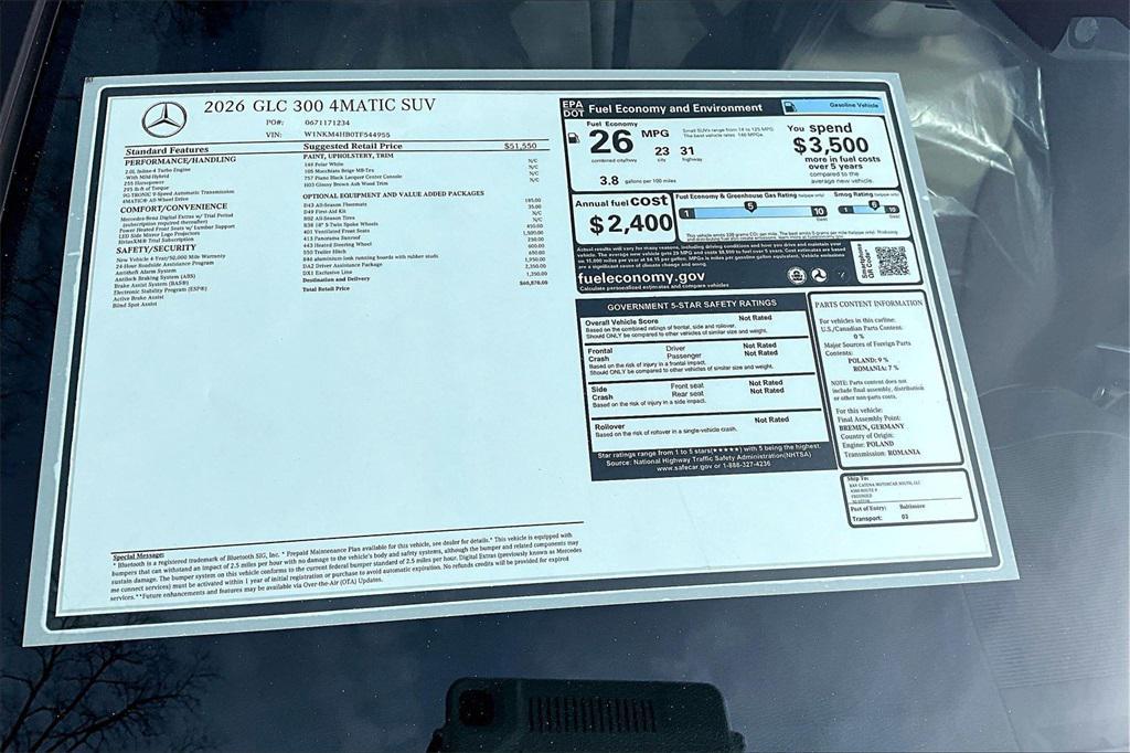 new 2026 Mercedes-Benz GLC 300 car, priced at $60,870